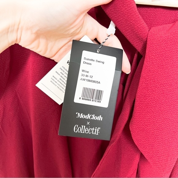 NWT ModCloth x Collectif London Wine Retro Suzette Swing Midi Dress medium UK 10 - Picture 6 of 10